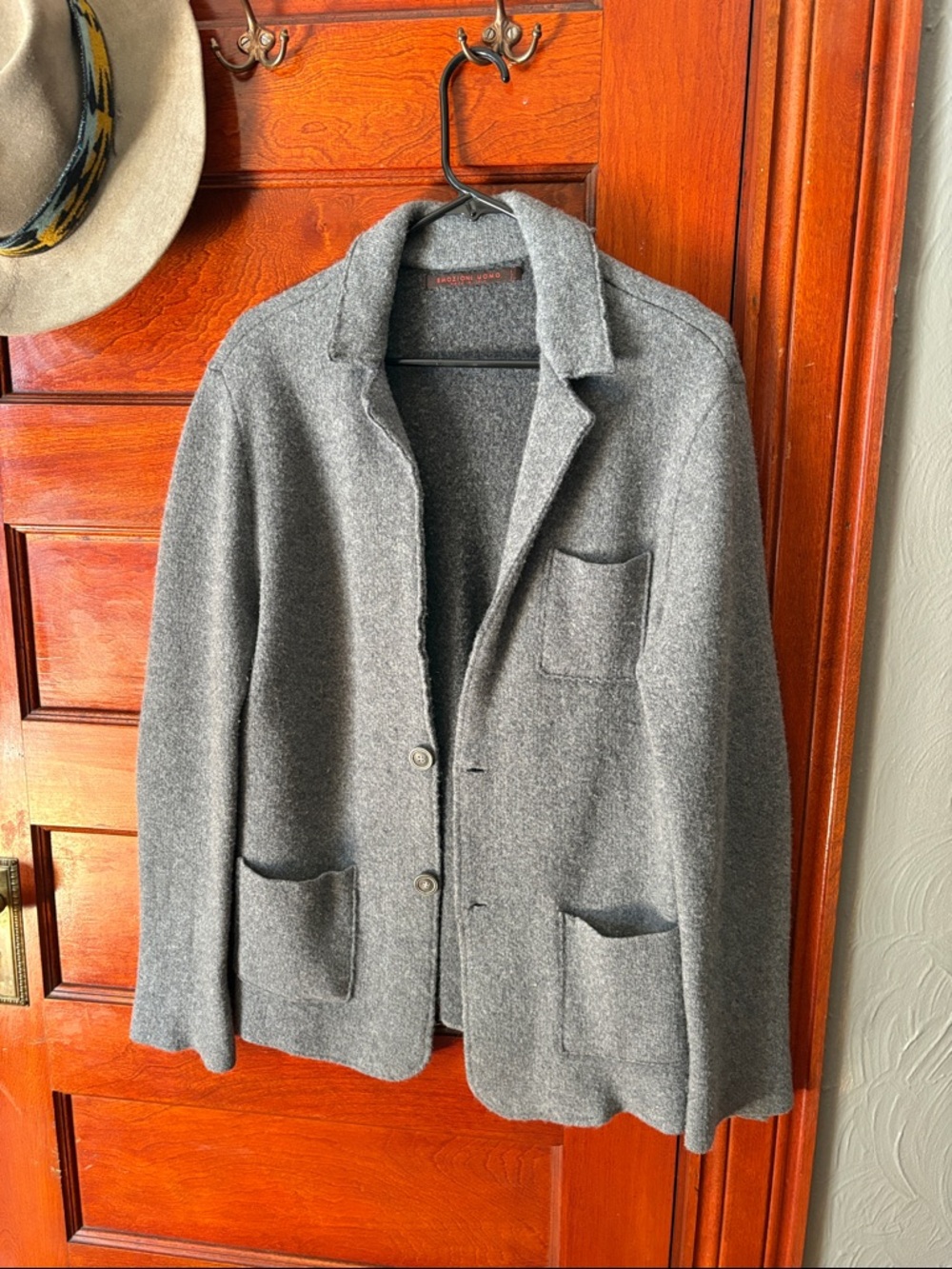 Emozioni Uomo Gray Men's Knit Blazer Sport Coat/Sweater